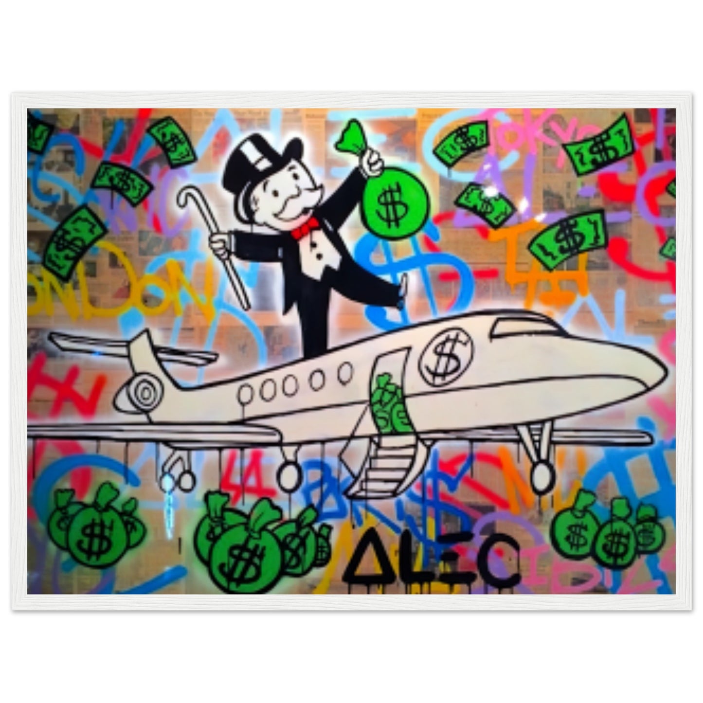 Mr. Monopoly on a Jet - Graffiti Design