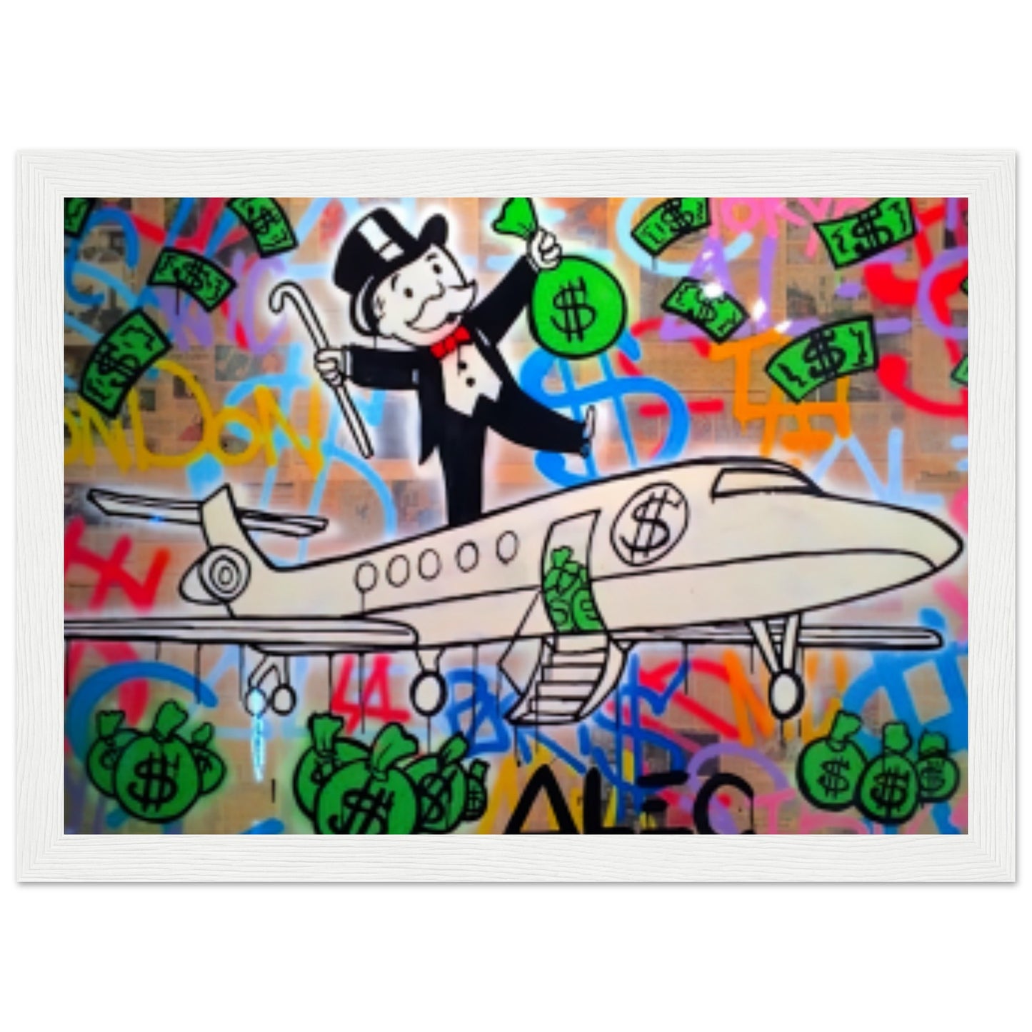 Mr. Monopoly on a Jet - Graffiti Design