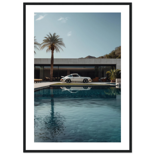 Porsche – 911 Poolside Horizon (White Border) – Poster