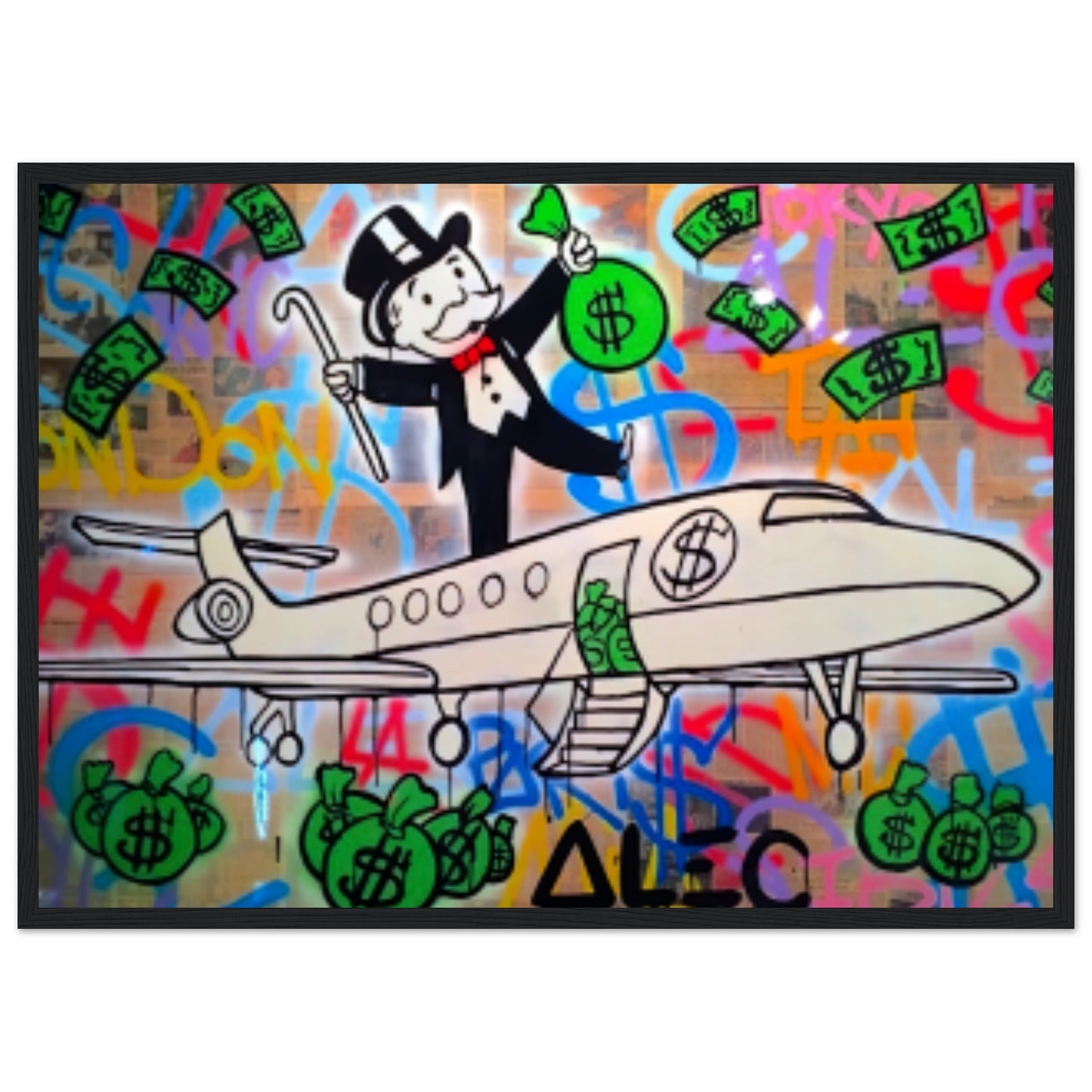 Mr. Monopoly on a Jet - Graffiti Design