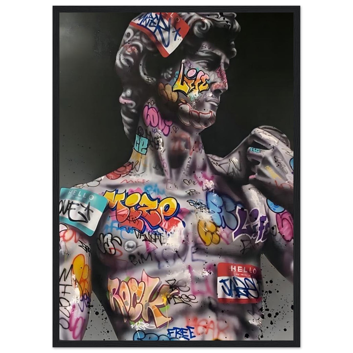 David from Michelangelo - Graffiti Art - Poster