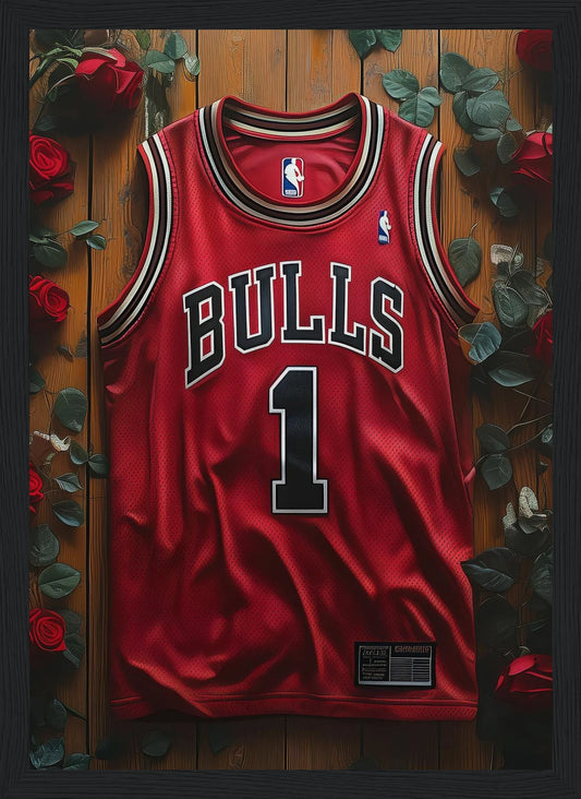 Derrick Rose 1 Red Floral Jersey – NBA – Poster