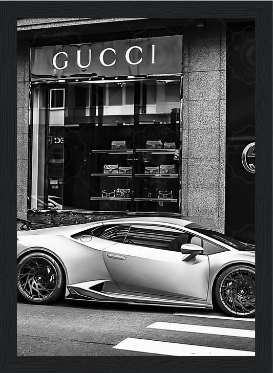 Lambo at Gucci Store - Retro Art - Poster