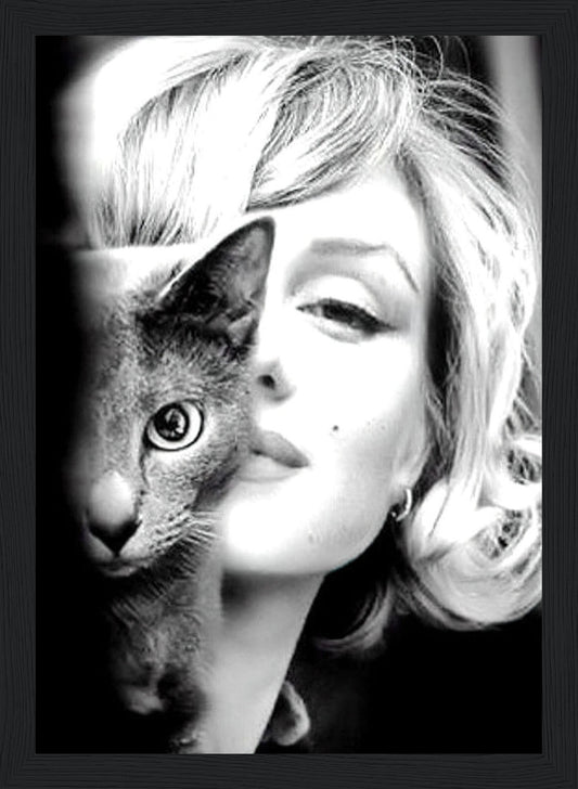 Marilyn Monroe with her Cat - Retro Art - Poster