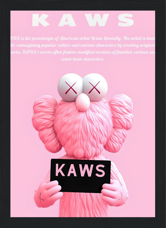 Pink Kaws - With Sign - Poster