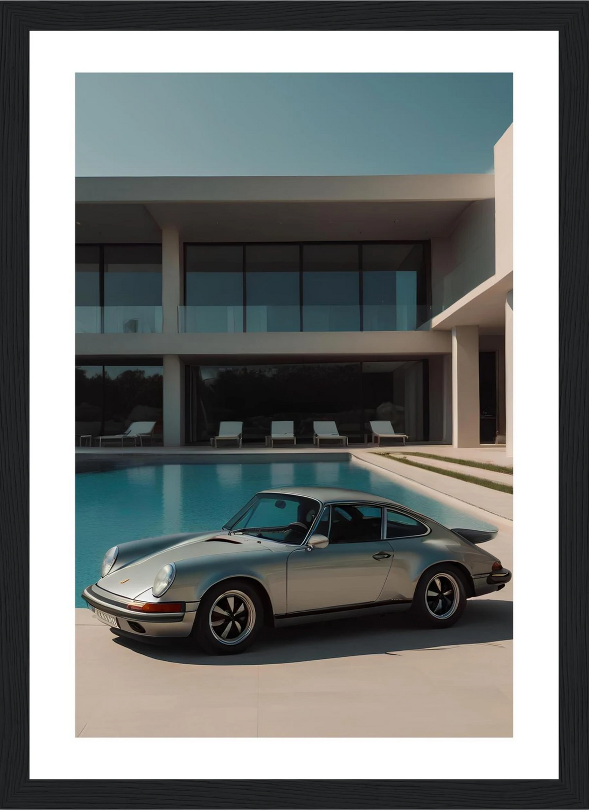 Porsche – 911 Poolside Elegance (White Border) – Poster