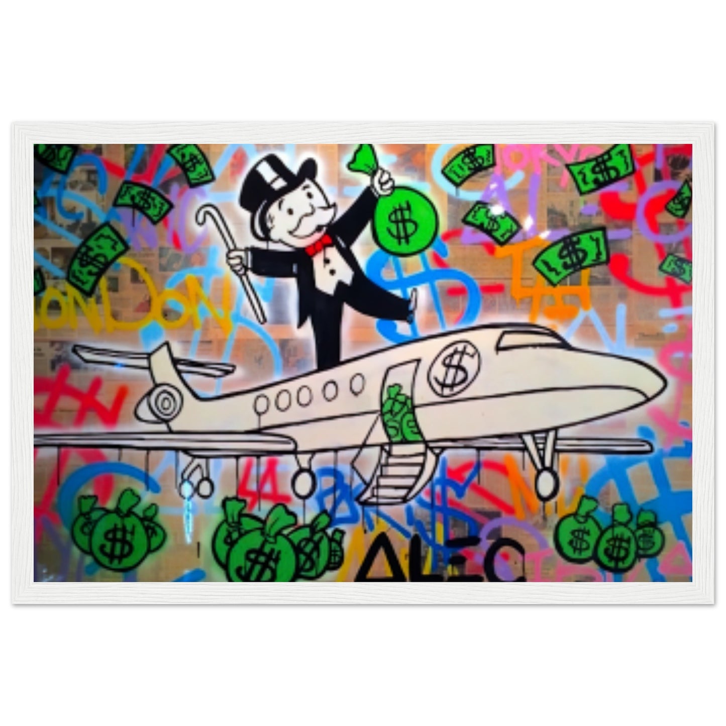 Mr. Monopoly on a Jet - Graffiti Design