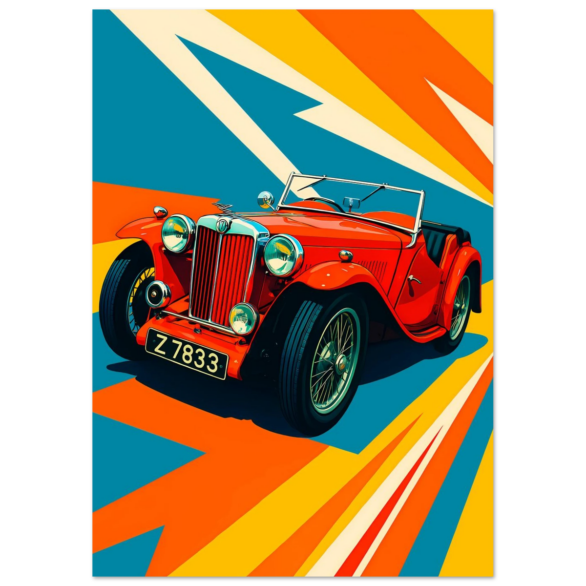 MG T-Series Roadster Flame – Retro Raceline – Poster – Posters-4u