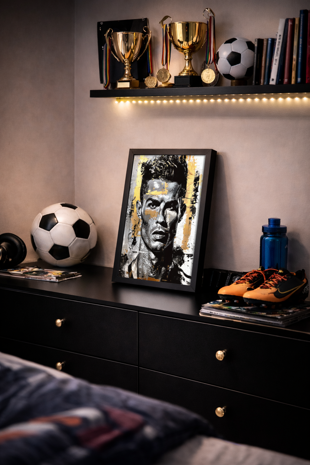 Cristiano Ronaldo Gold Portrait – Football – Poster