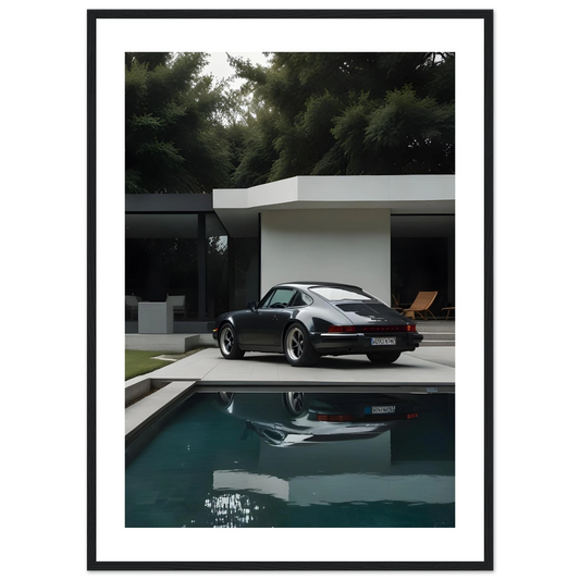 Porsche – 911 Poolside Reflection (White Border) – Poster